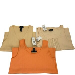 Lauren Ralph Lauren Tank Top Lot Ribbed Knit Sleeveless Casual 3-Piece Large